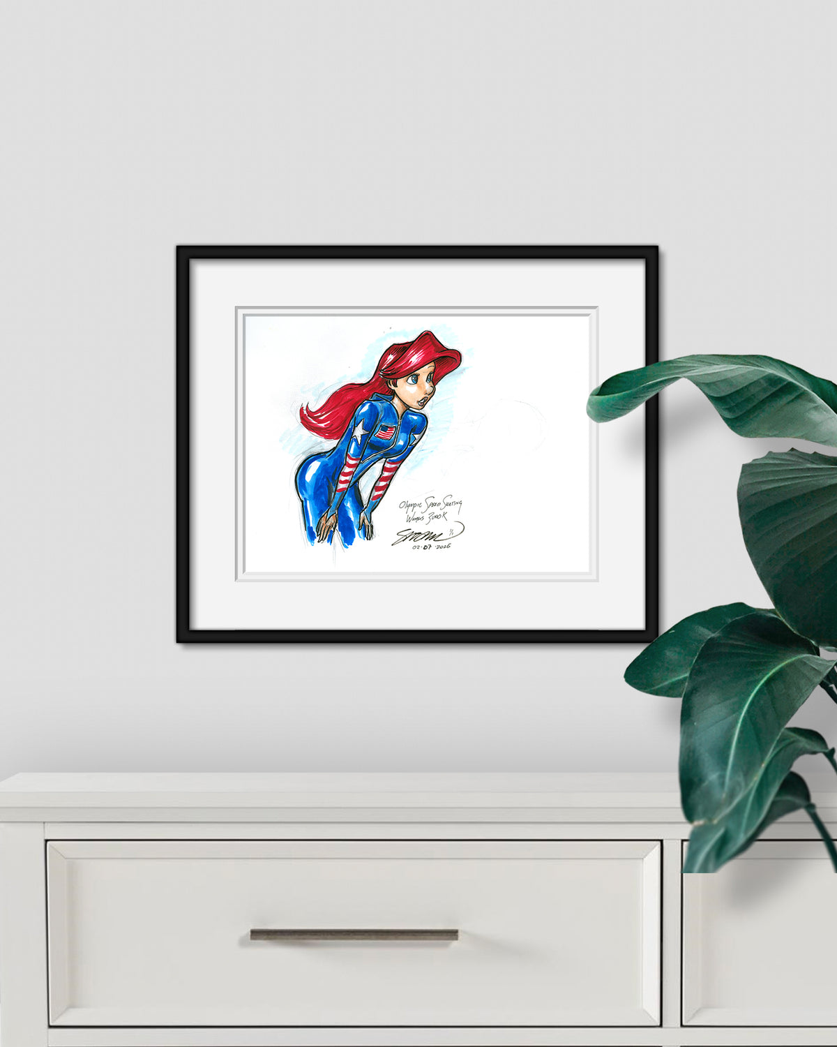 Speed Skating Princess Sketch Original Art