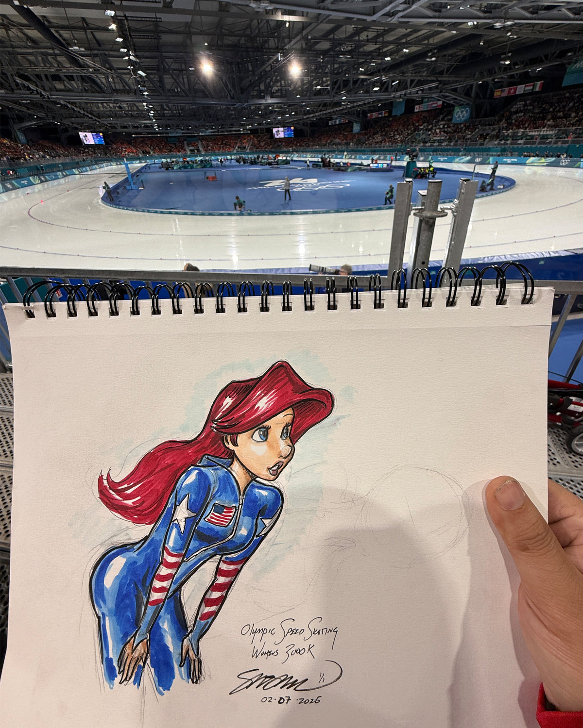 Speed Skating Princess Sketch Original Art