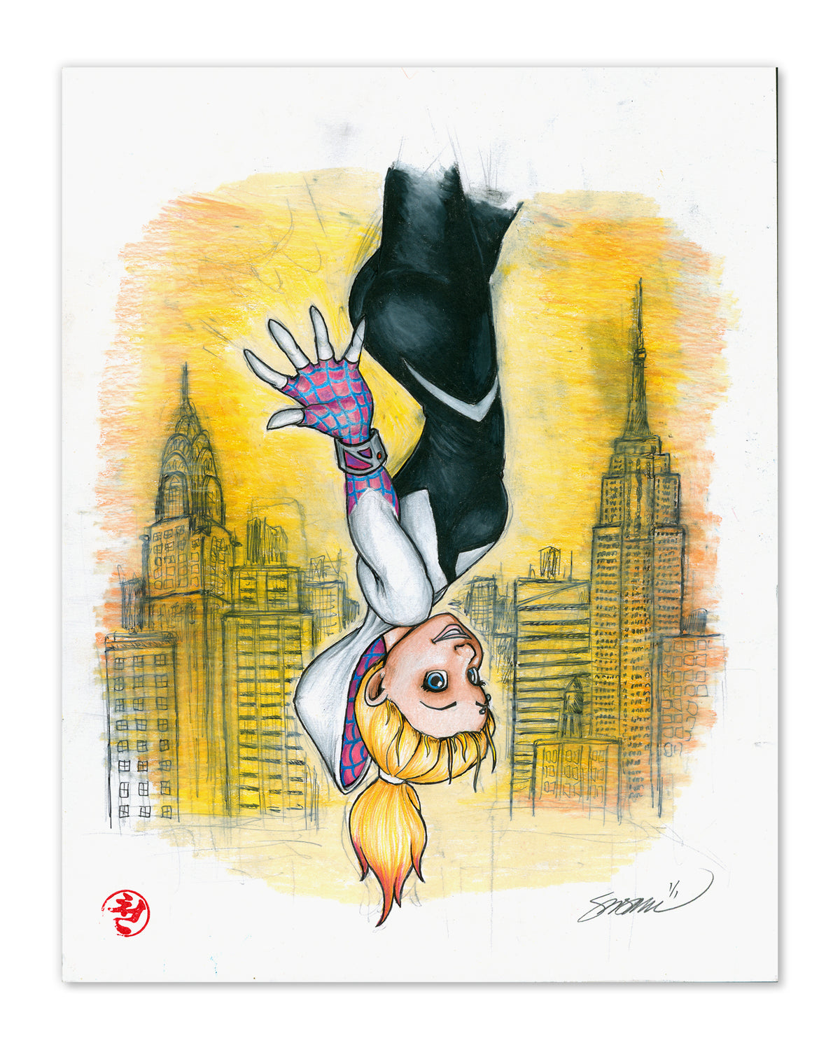 Gwen You Fine That Someone Original Art by S. Preston - Spider Gwen