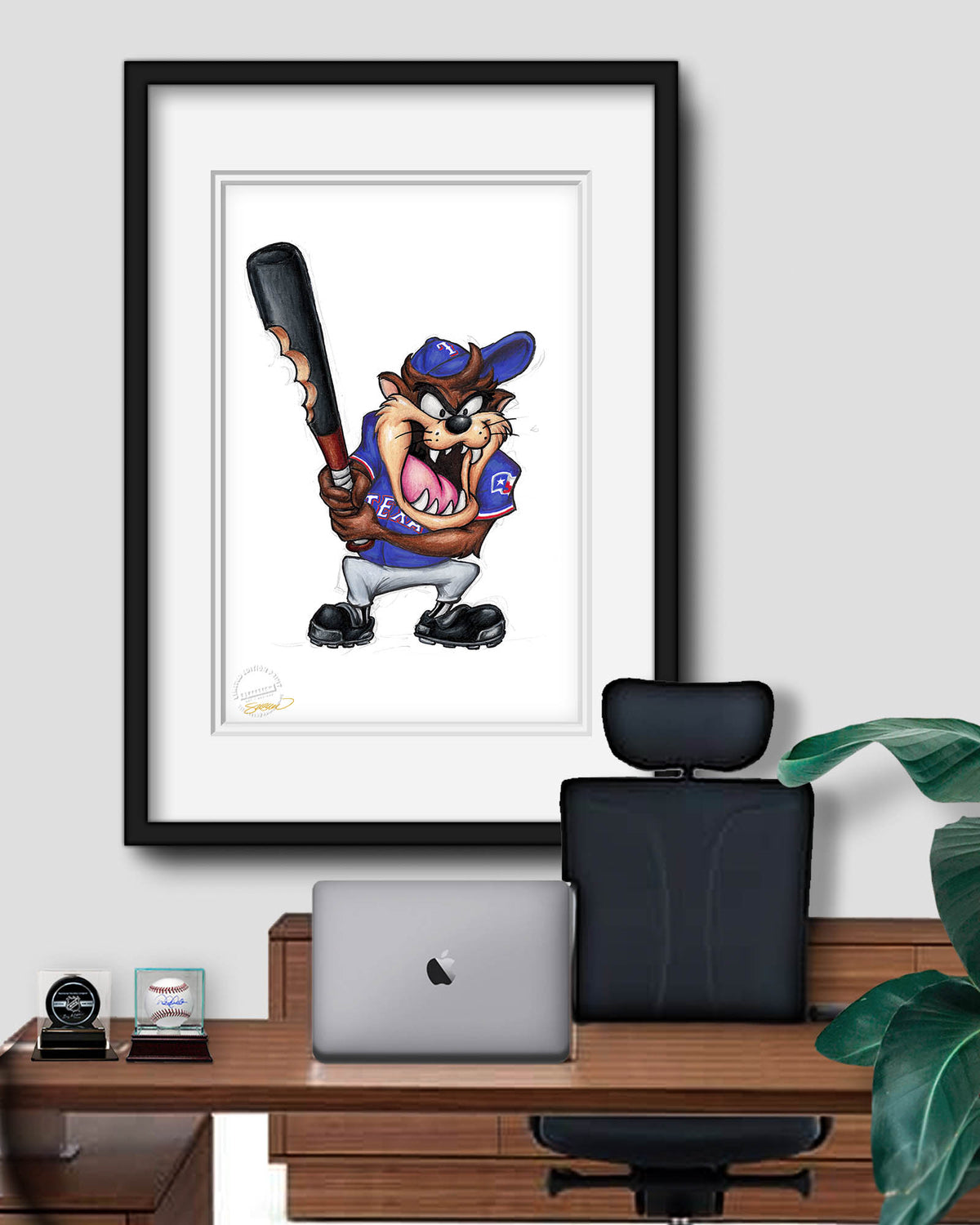 Taz on Deck x MLB Rangers Limited Edition Fine Art Print
