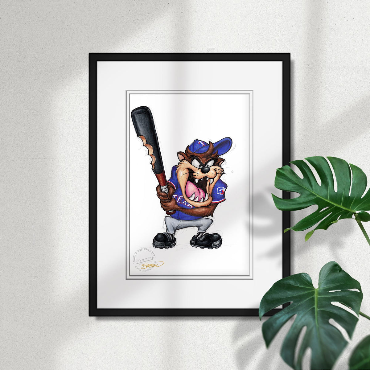Taz on Deck x MLB Rangers Limited Edition Fine Art Print