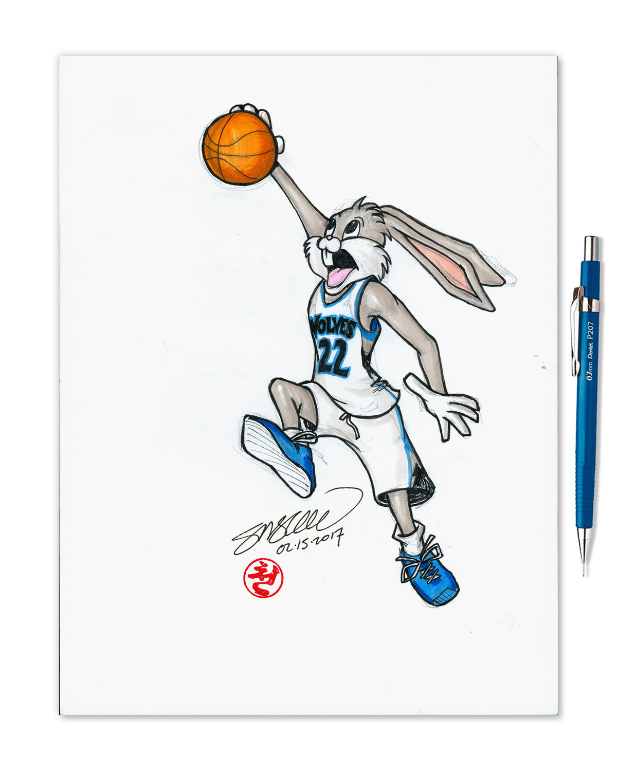 Minnesota Basketball Bugs Bunny Original Artwork