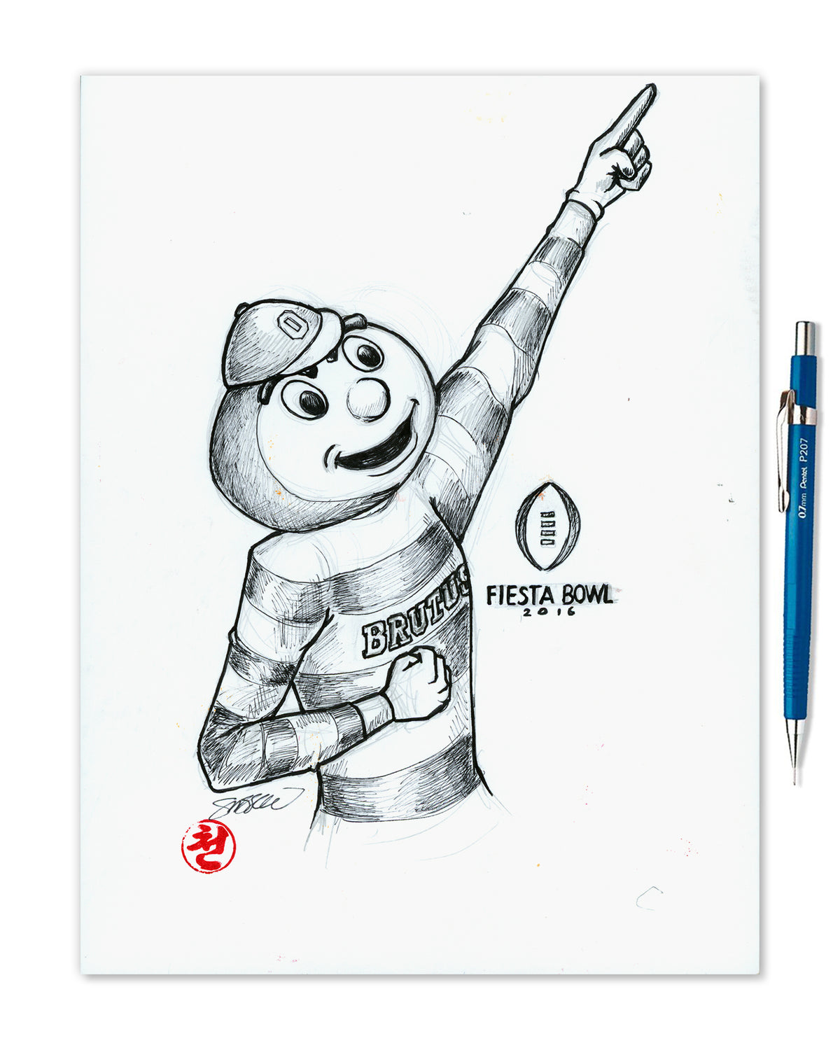 Brutus Buckeye 2016 Fiesta Bowl Original Artwork