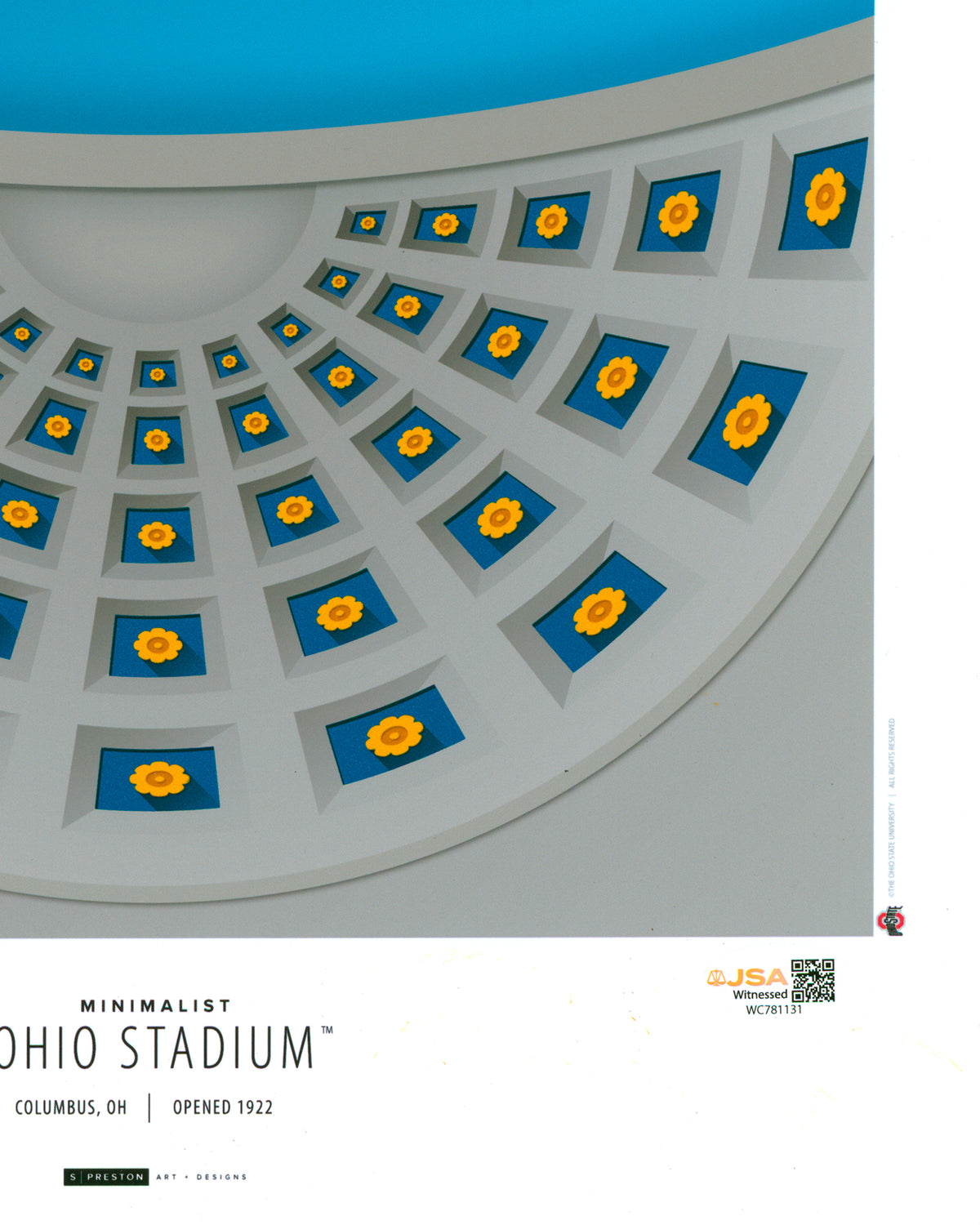 Minimalist Ohio Stadium - Archie Griffin Autographed - Poster Print - Authenticated