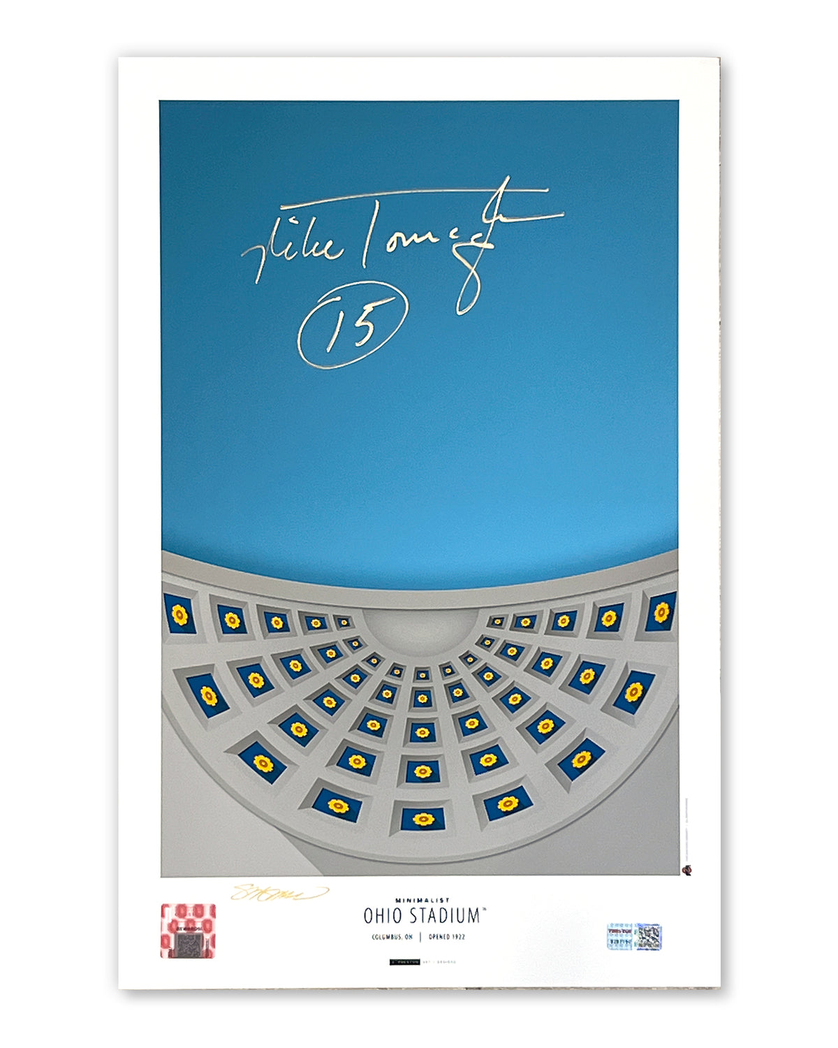 Minimalist Ohio Stadium - Mike Tomzak Autographed - Poster Print - Authenticated