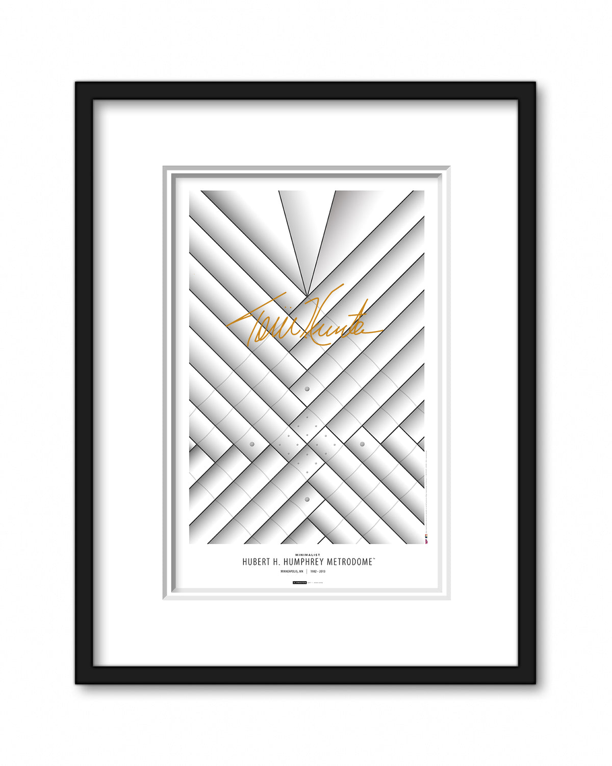 Minimalist Metrodome - Torii Hunter Autographed - Poster Print - MLB Authenticated