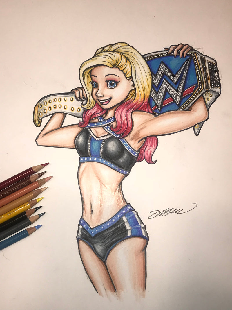 Alexa Bliss - Total Disney Diva Art Print Ballpark Princess - WWE - S. Preston Art + Designs