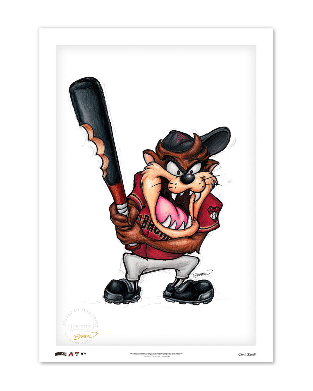 Taz On Deck x MLB DBacks Limited Edition Fine Art Print