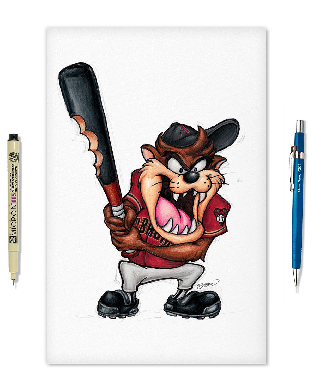 Taz On Deck x MLB DBacks Limited Edition Fine Art Print