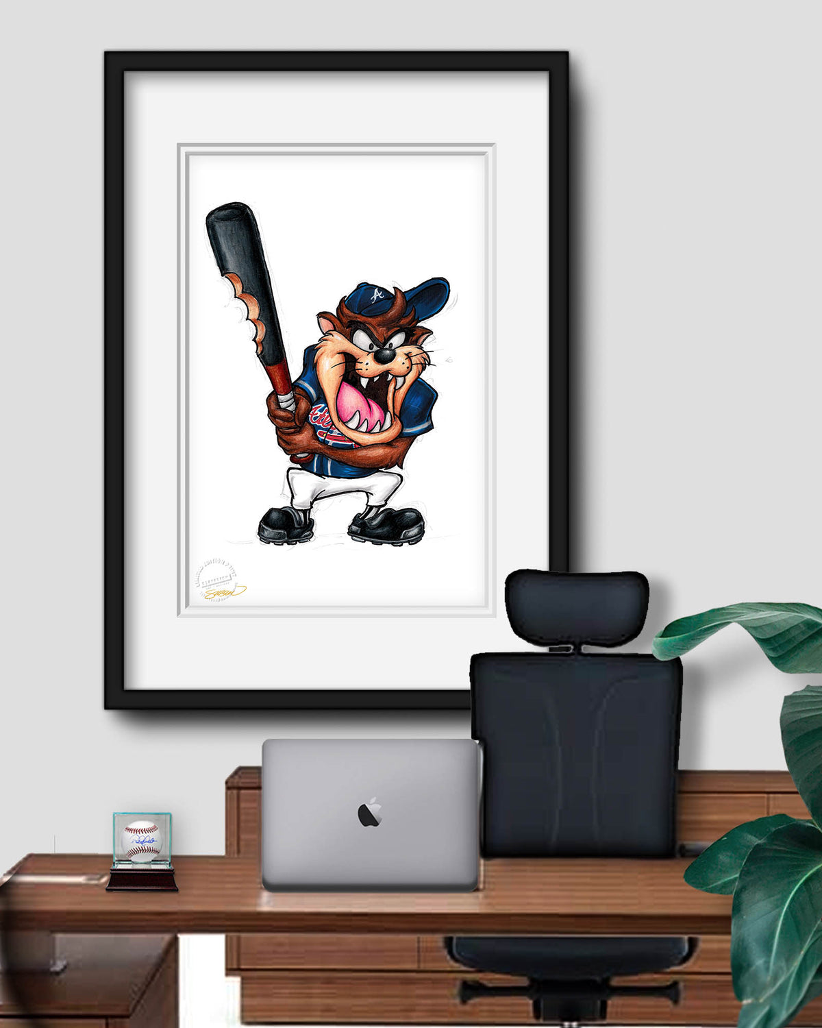 Taz On Deck x MLB Braves Limited Edition Fine Art Print