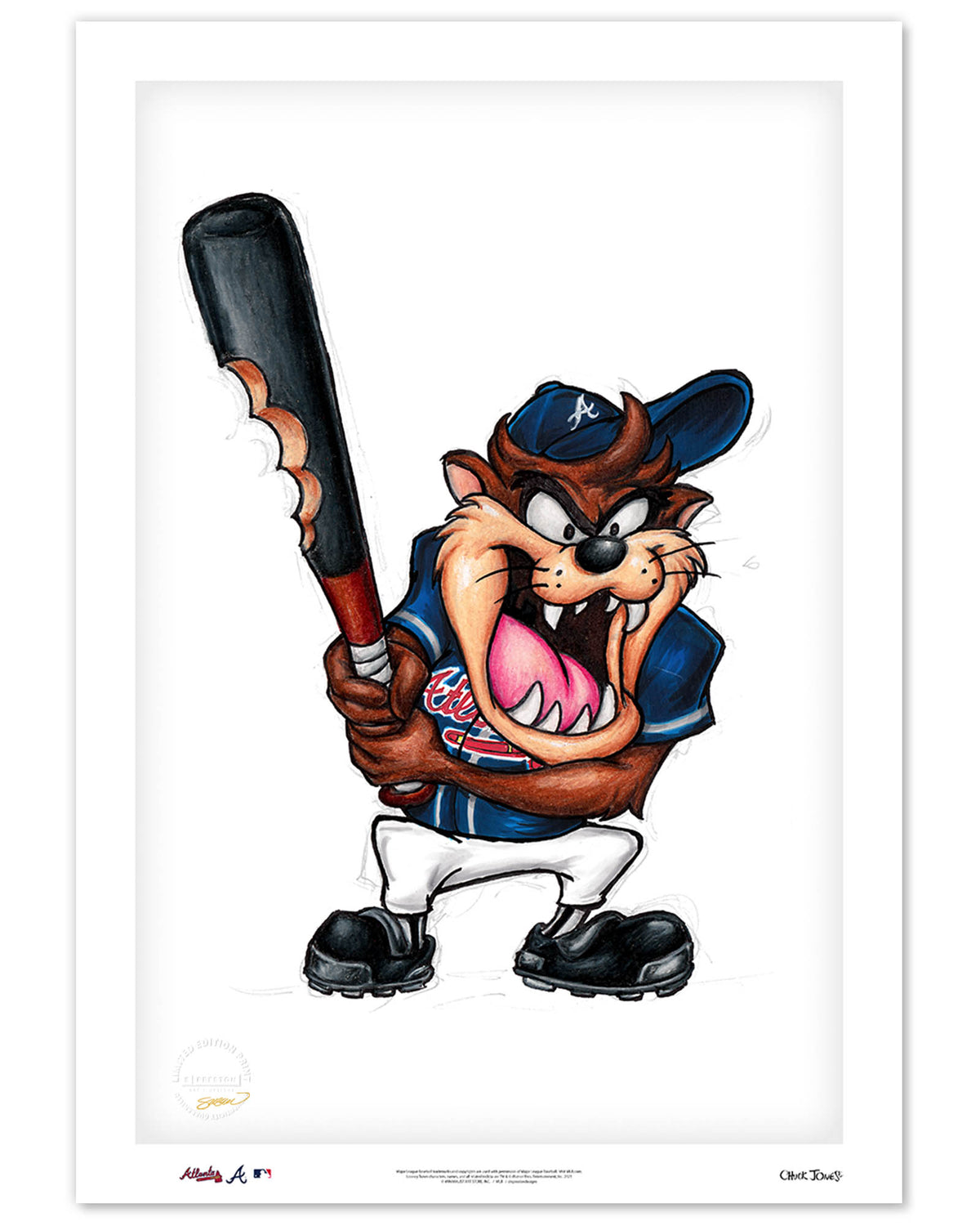 Taz On Deck x MLB Braves Limited Edition Fine Art Print