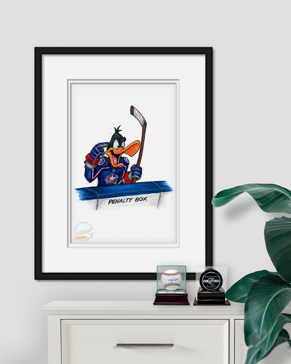 Duck Season Hockey Season x NHL Blue Jackets Daffy Duck Limited Edition Fine Art Print