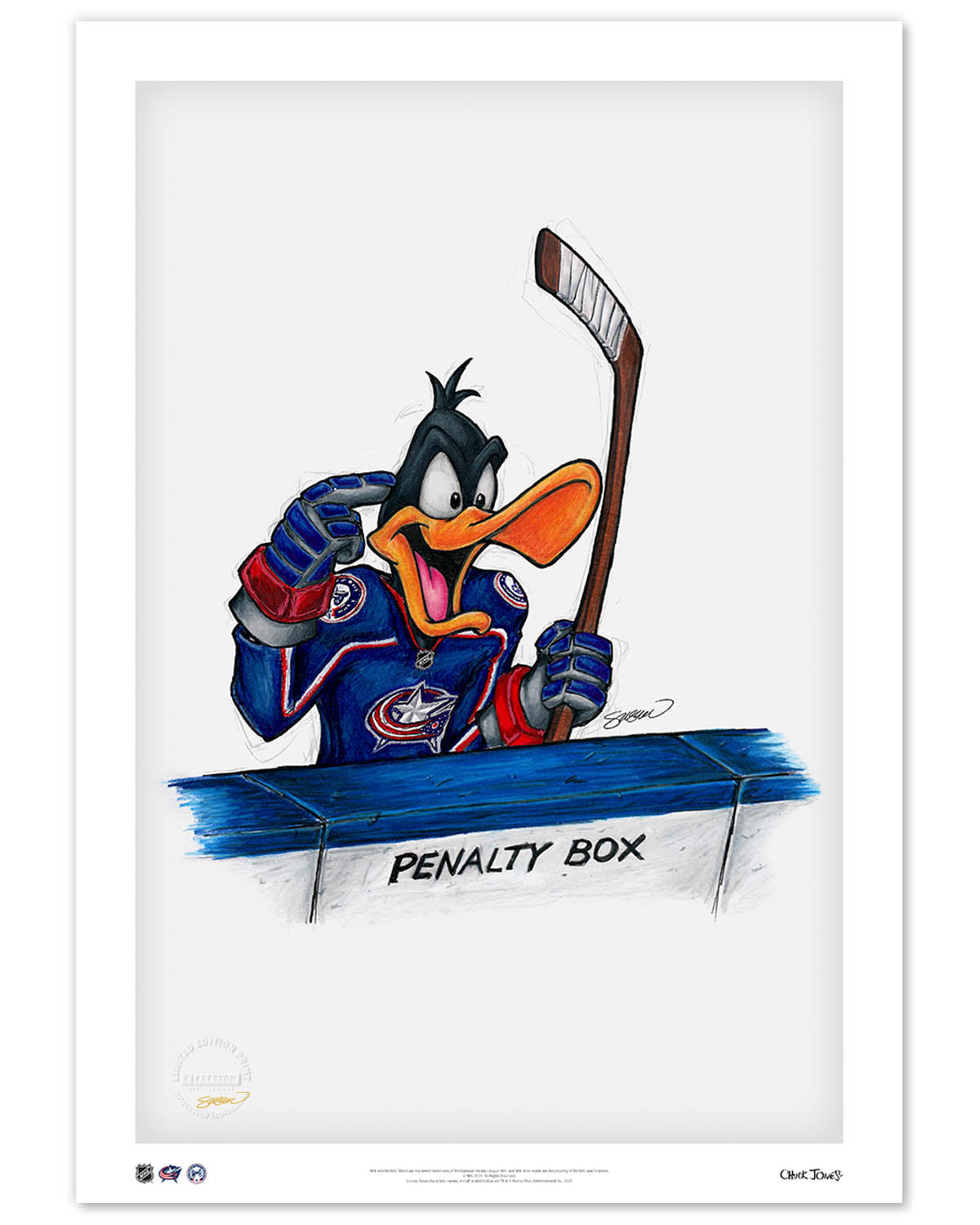 Duck Season Hockey Season x NHL Blue Jackets Daffy Duck Limited Edition Fine Art Print