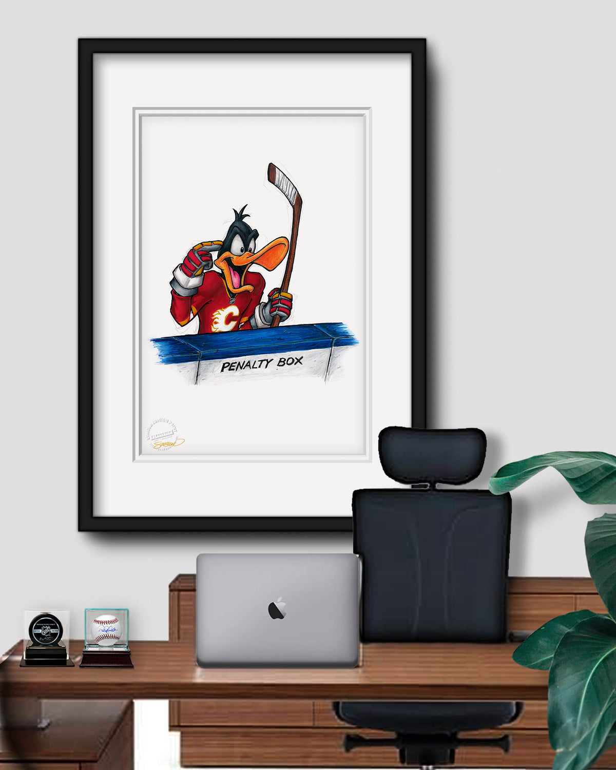 Duck Season Hockey Season x NHL Calgary Flames Daffy Duck Limited Edition Fine Art Print