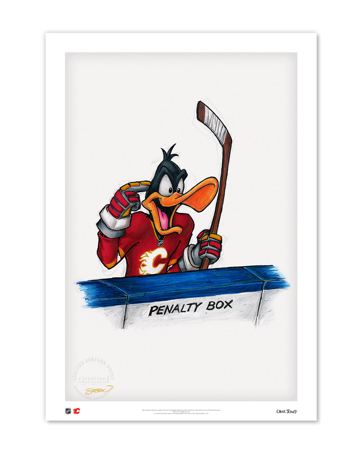 Duck Season Hockey Season x NHL Calgary Flames Daffy Duck Limited Edition Fine Art Print