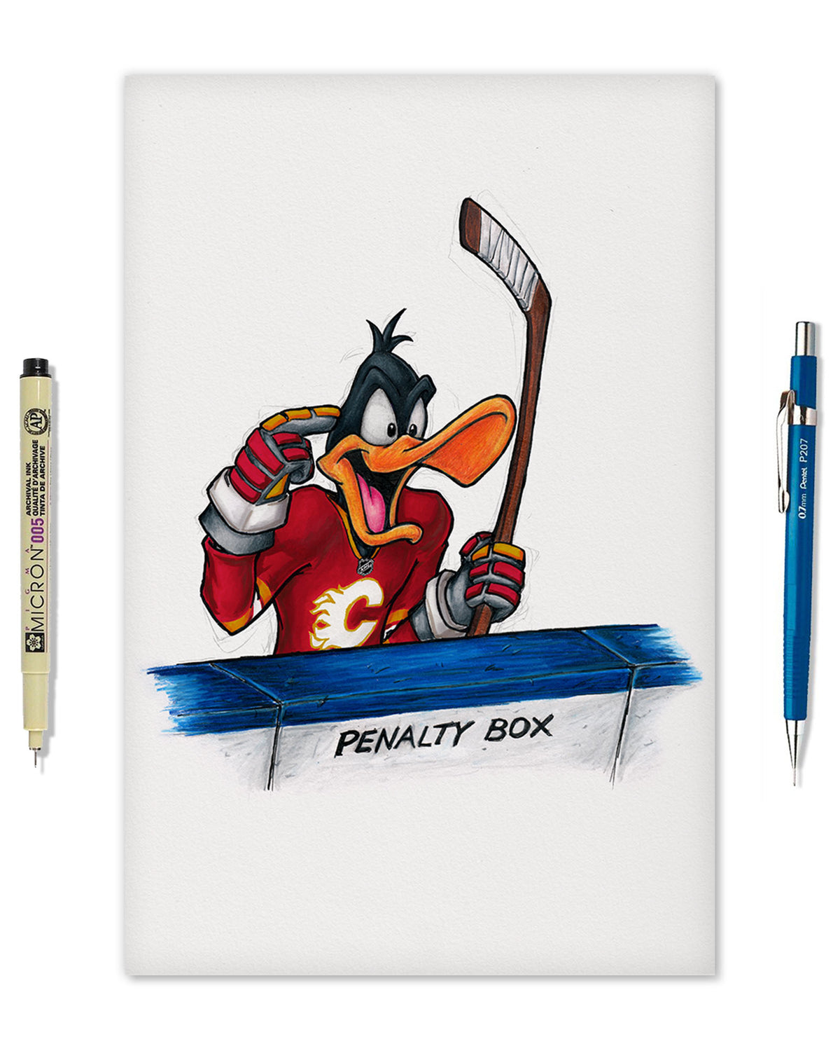 Duck Season Hockey Season x NHL Calgary Flames Daffy Duck Limited Edition Fine Art Print