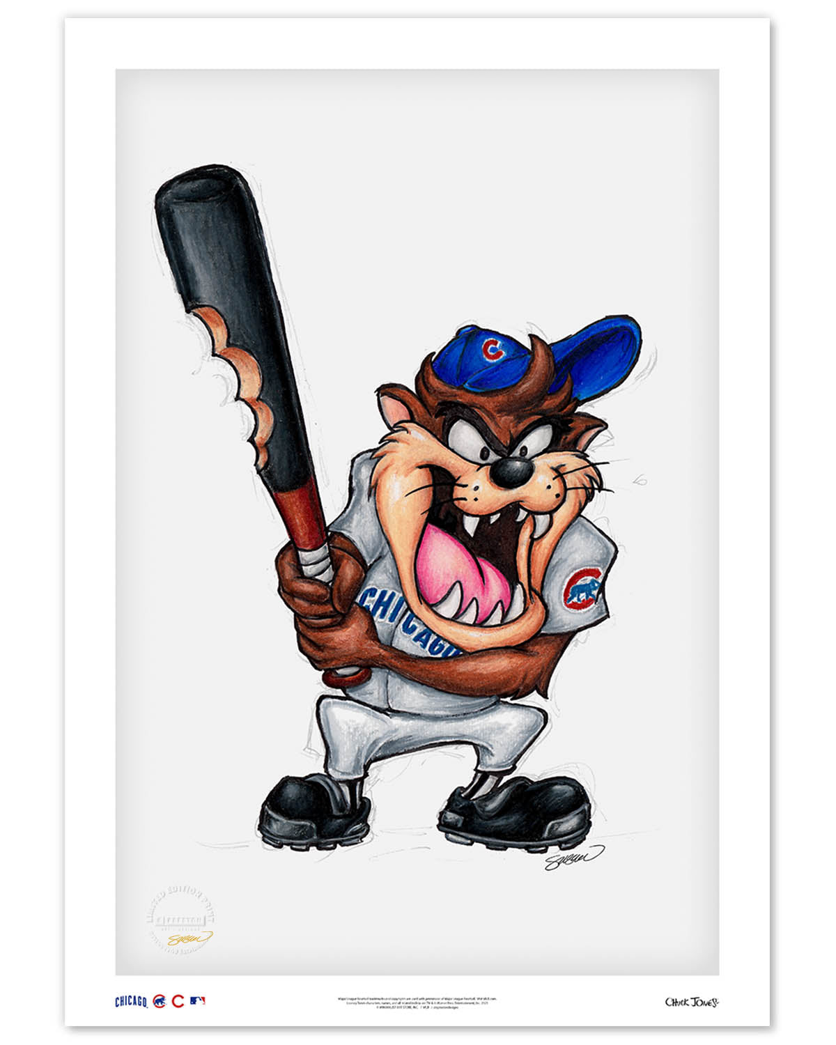 Taz On Deck x MLB Cubs Limited Edition Fine Art Print