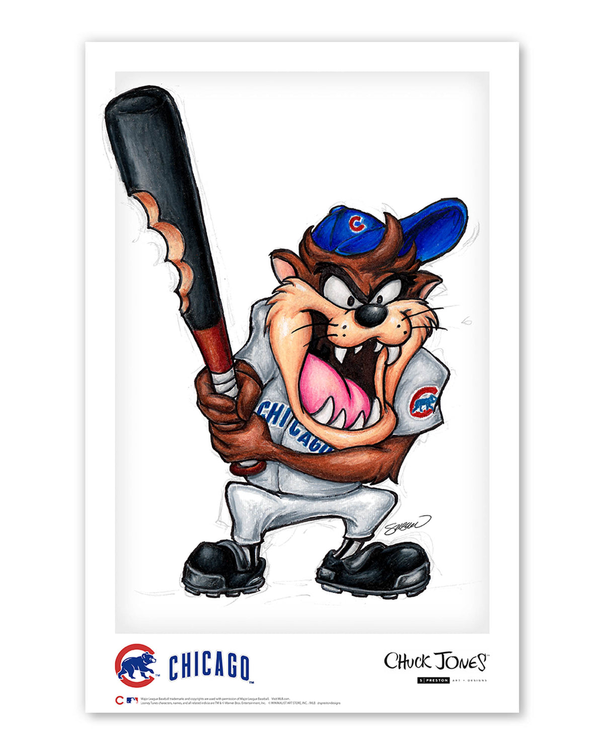Taz On Deck x MLB Cubs Poster Print