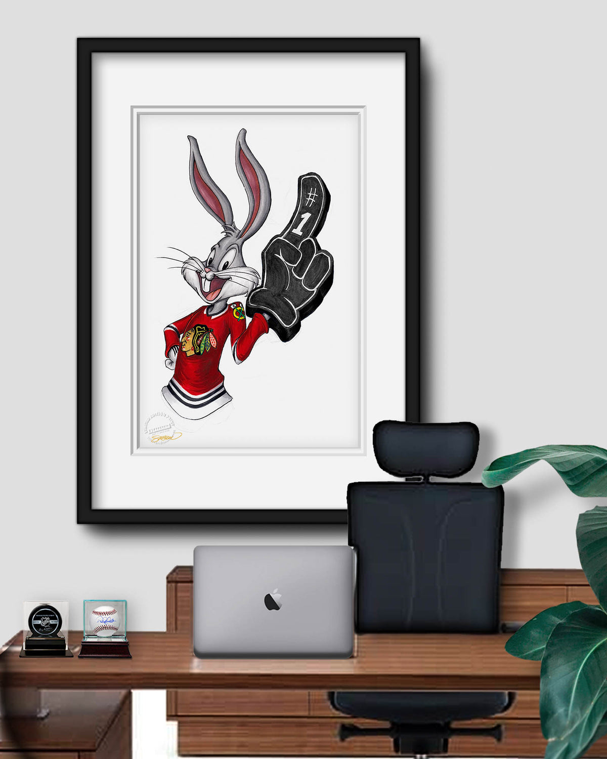 Rabbit Hockey Fan x NHL Blackhawks Bugs Bunny Limited Edition Fine Art Print