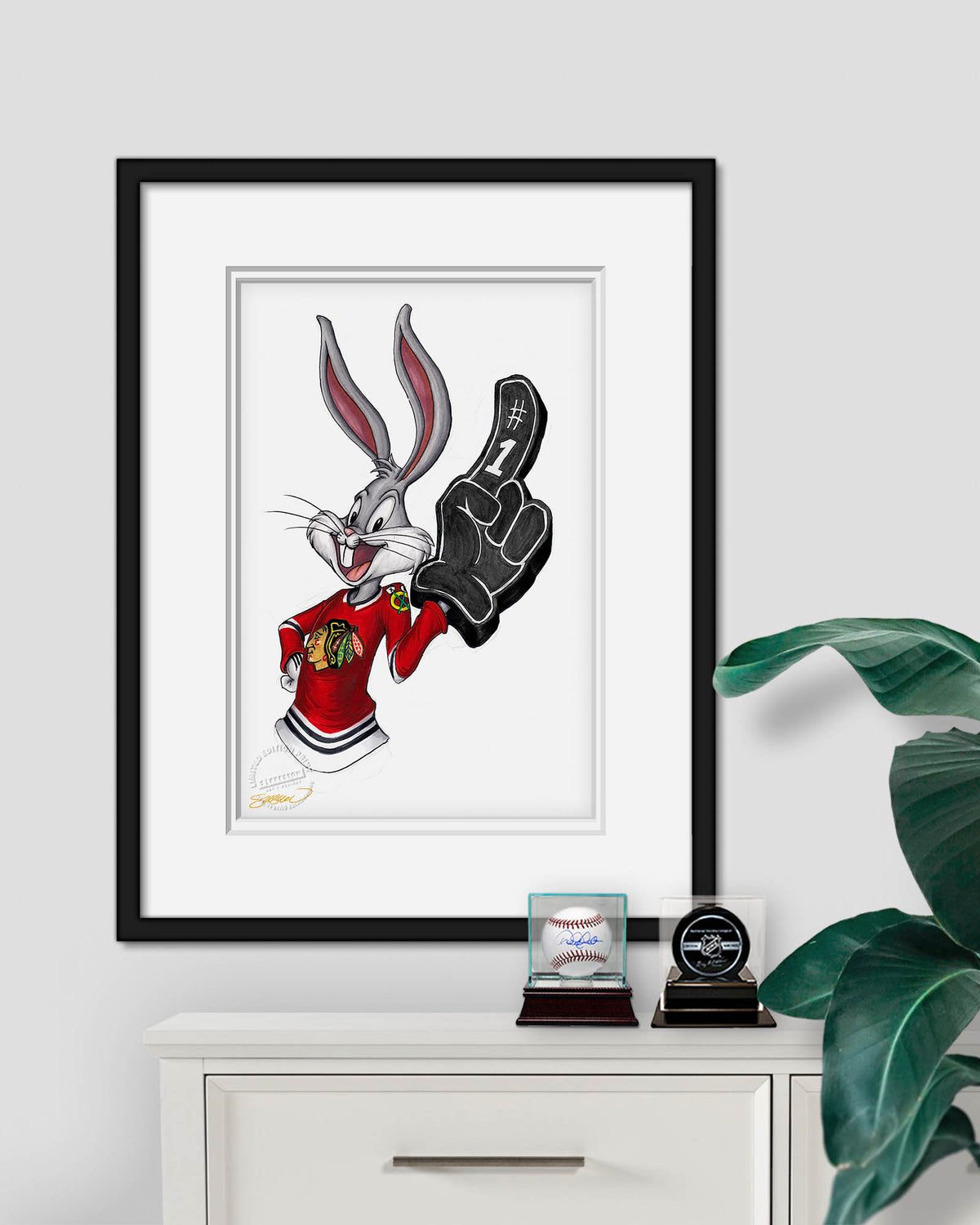 Rabbit Hockey Fan x NHL Blackhawks Bugs Bunny Limited Edition Fine Art Print