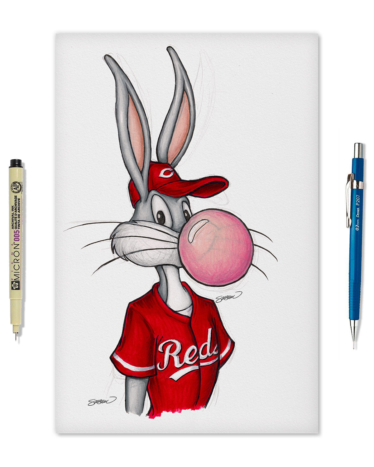 Bubblegum Bugs x MLB Reds Limited Edition Fine Art Print