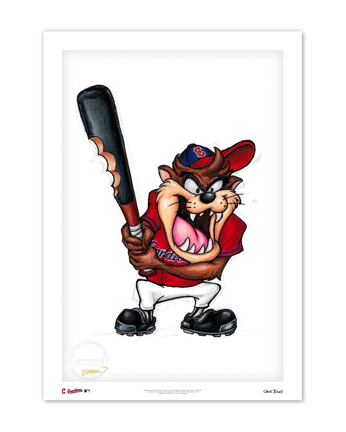 Taz On Deck x MLB Guardians Limited Edition Fine Art Print