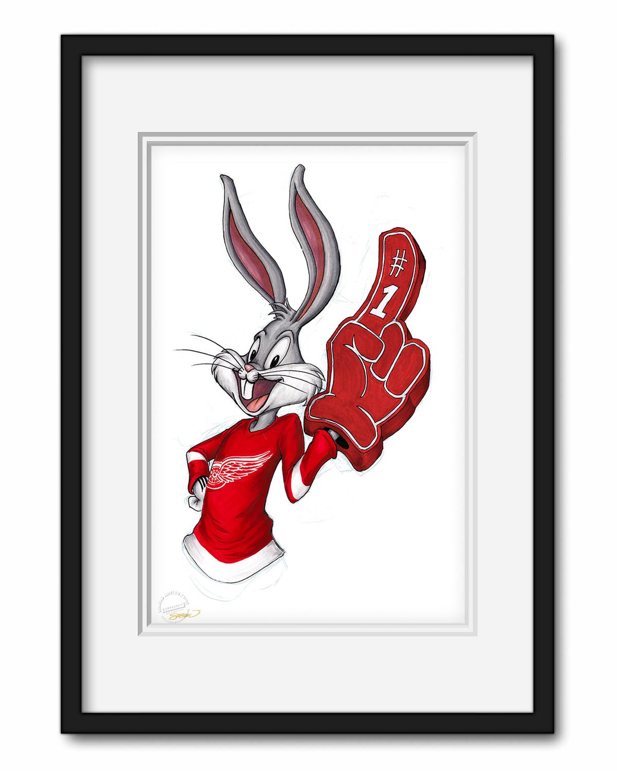 Rabbit Hockey Fan x NHL Red Wings Bugs Bunny Limited Edition Fine Art Print