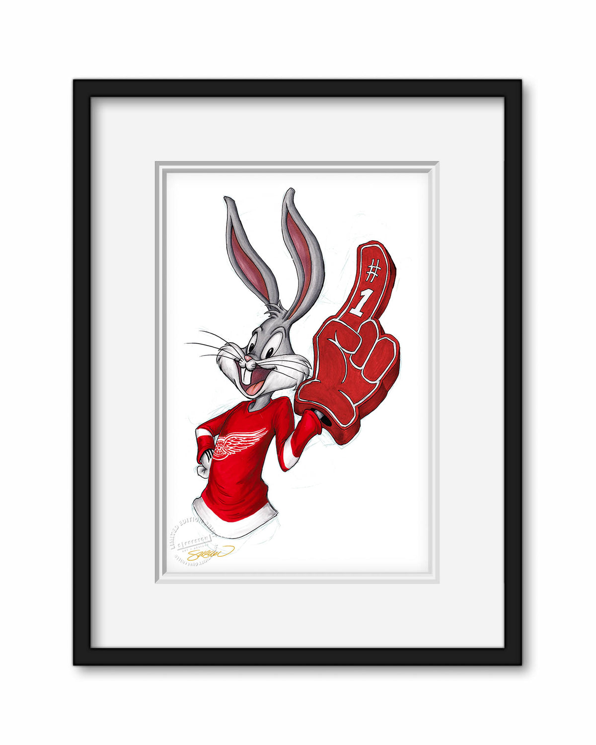 Rabbit Hockey Fan x NHL Red Wings Bugs Bunny Limited Edition Fine Art Print