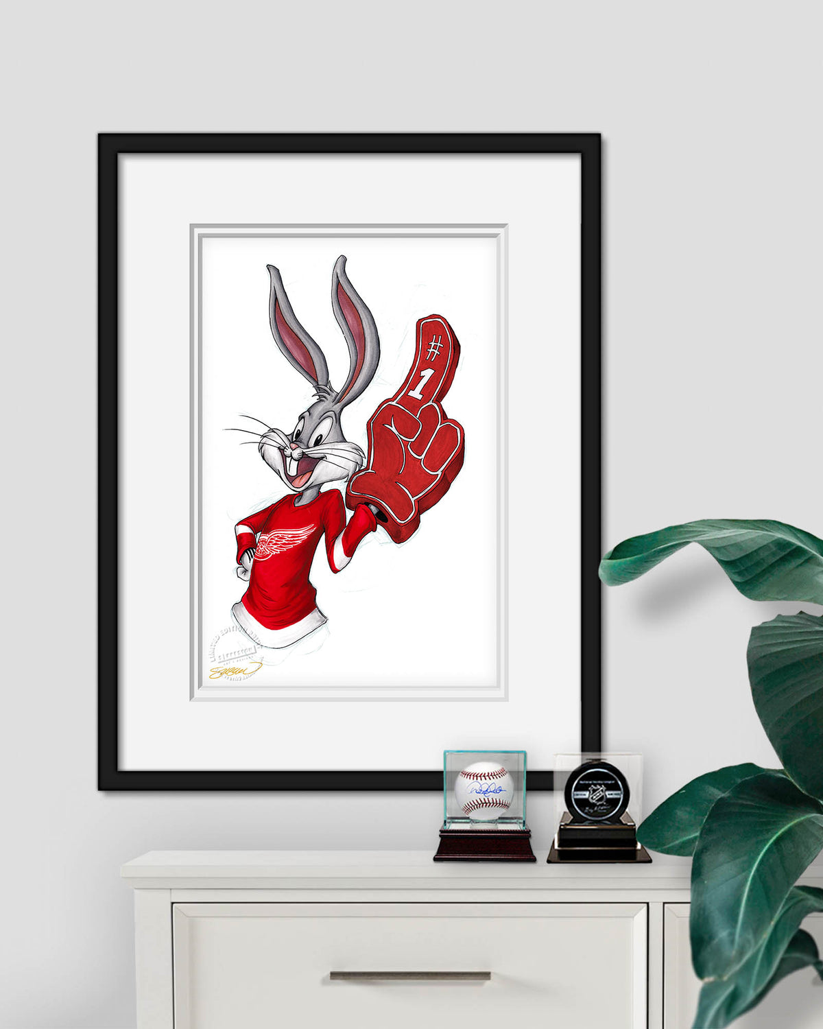 Rabbit Hockey Fan x NHL Red Wings Bugs Bunny Limited Edition Fine Art Print