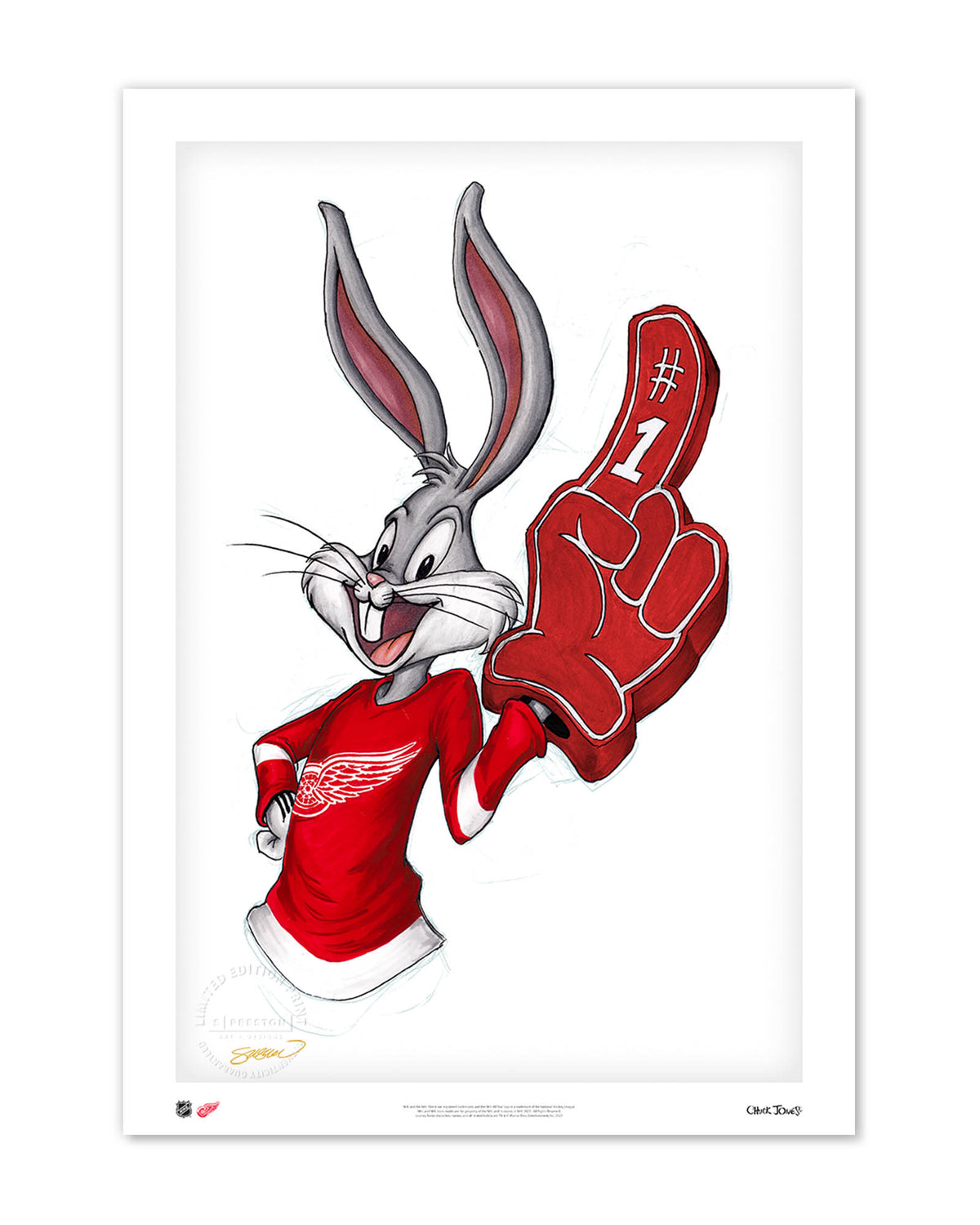 Rabbit Hockey Fan x NHL Red Wings Bugs Bunny Limited Edition Fine Art Print