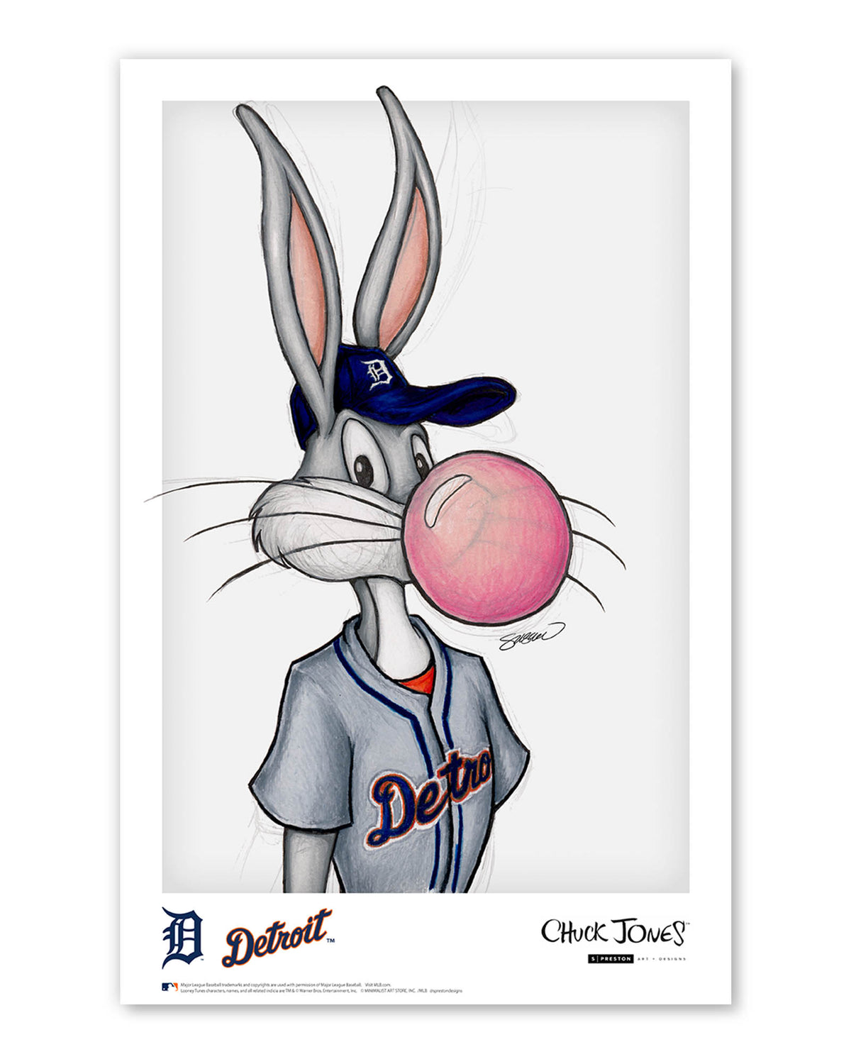 Bubblegum Bugs x MLB Tigers Bugs Bunny Poster Print