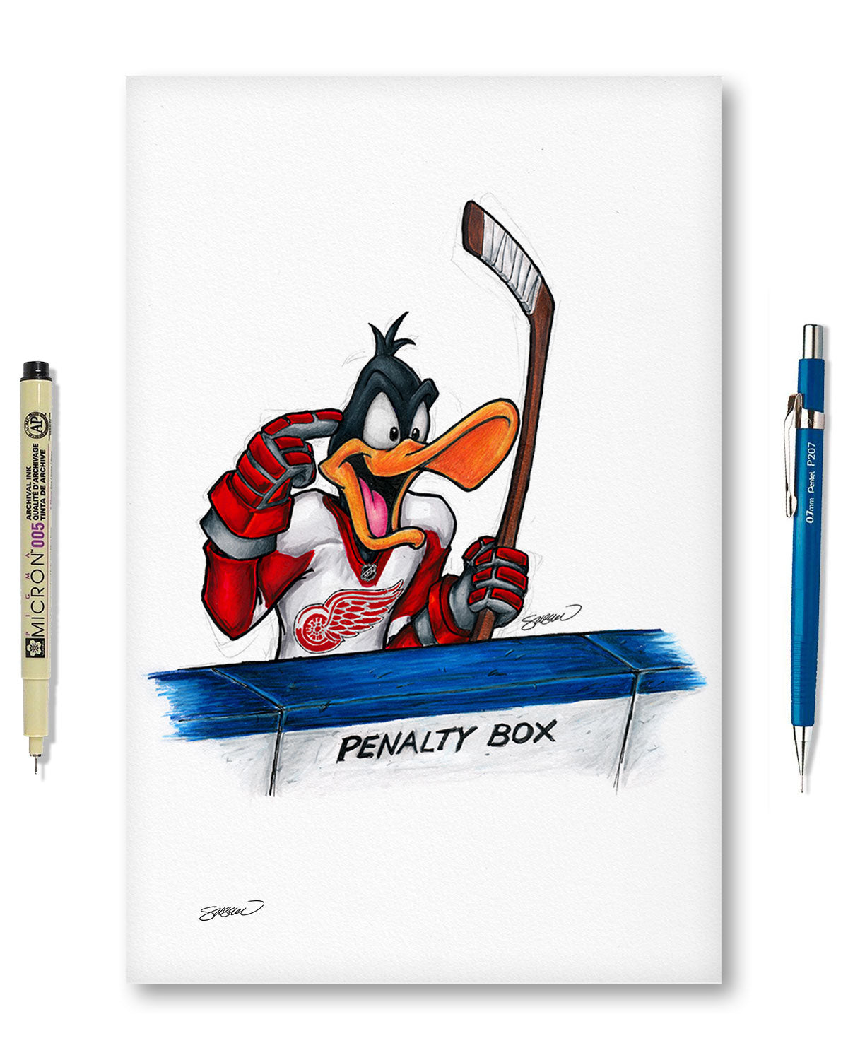 Duck Season Hockey Season x NHL Red Wings Daffy Duck Limited Edition Fine Art Print