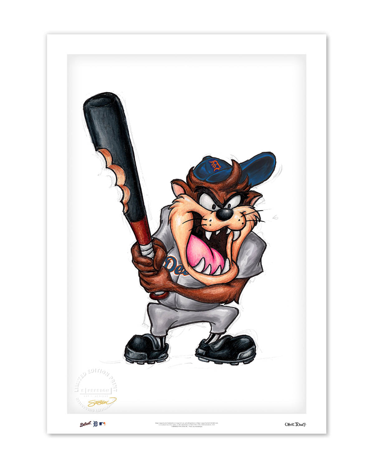 Taz on Deck x MLB Tigers Limited Edition Fine Art Print