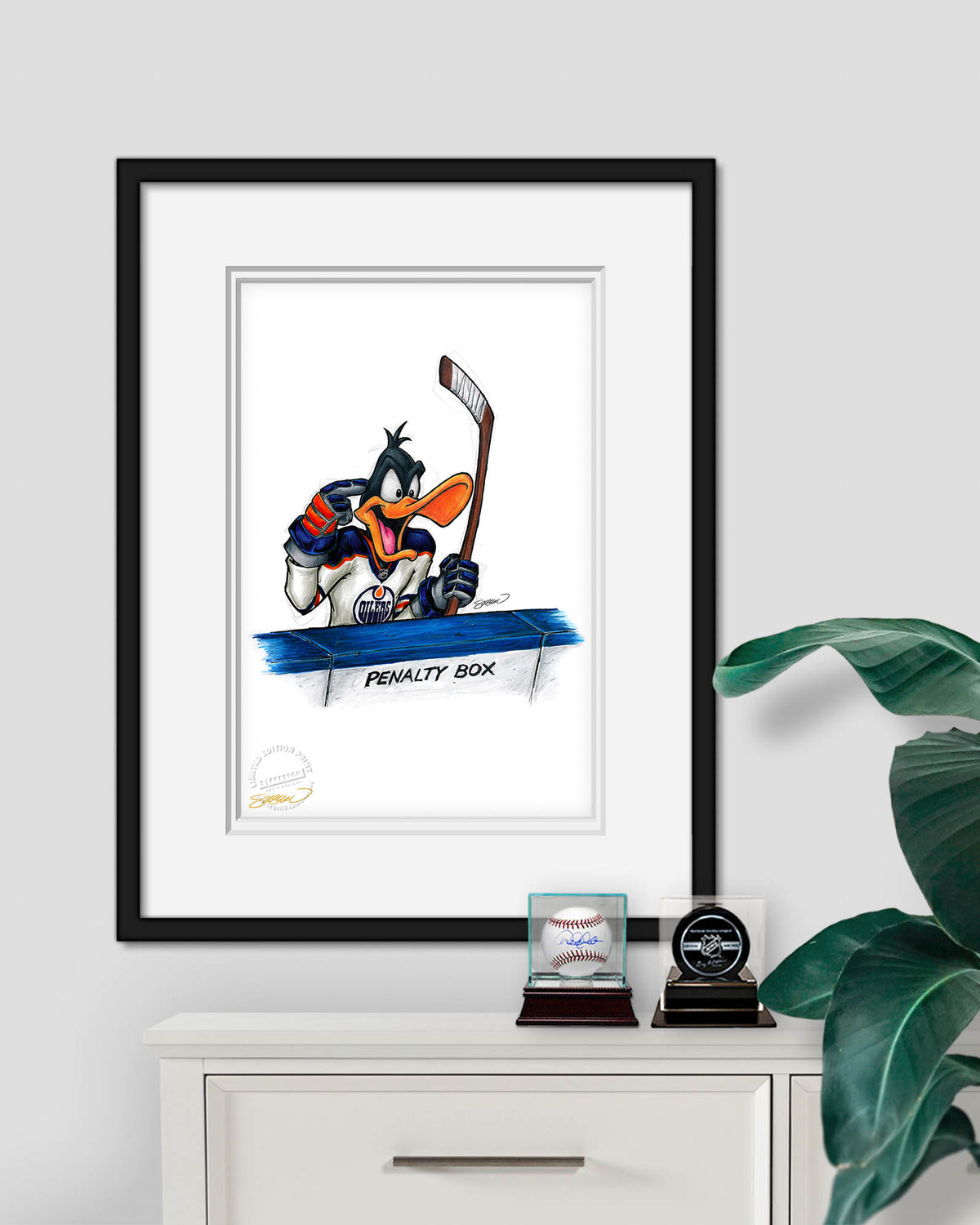 Duck Season Hockey Season x NHL Oilers Daffy Duck Limited Edition Fine Art Print