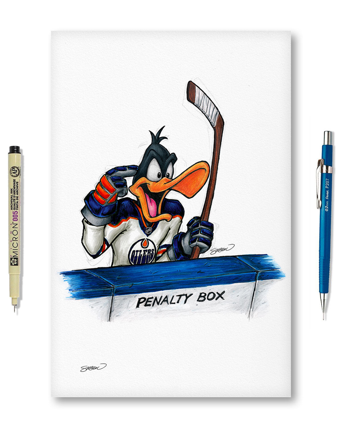 Duck Season Hockey Season x NHL Oilers Daffy Duck Limited Edition Fine Art Print