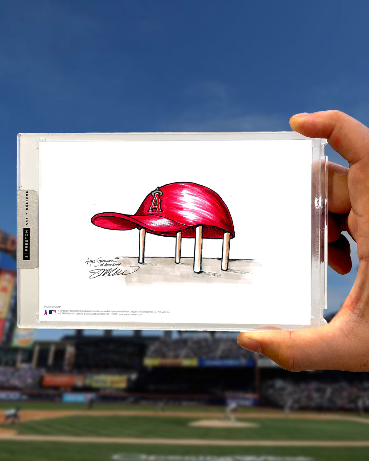 Angel Stadium Ink Sketch Limited Edition Art Card Slab