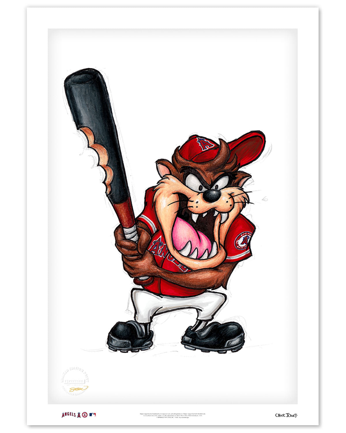 Taz On Deck x MLB Angels Limited Edition Fine Art Print