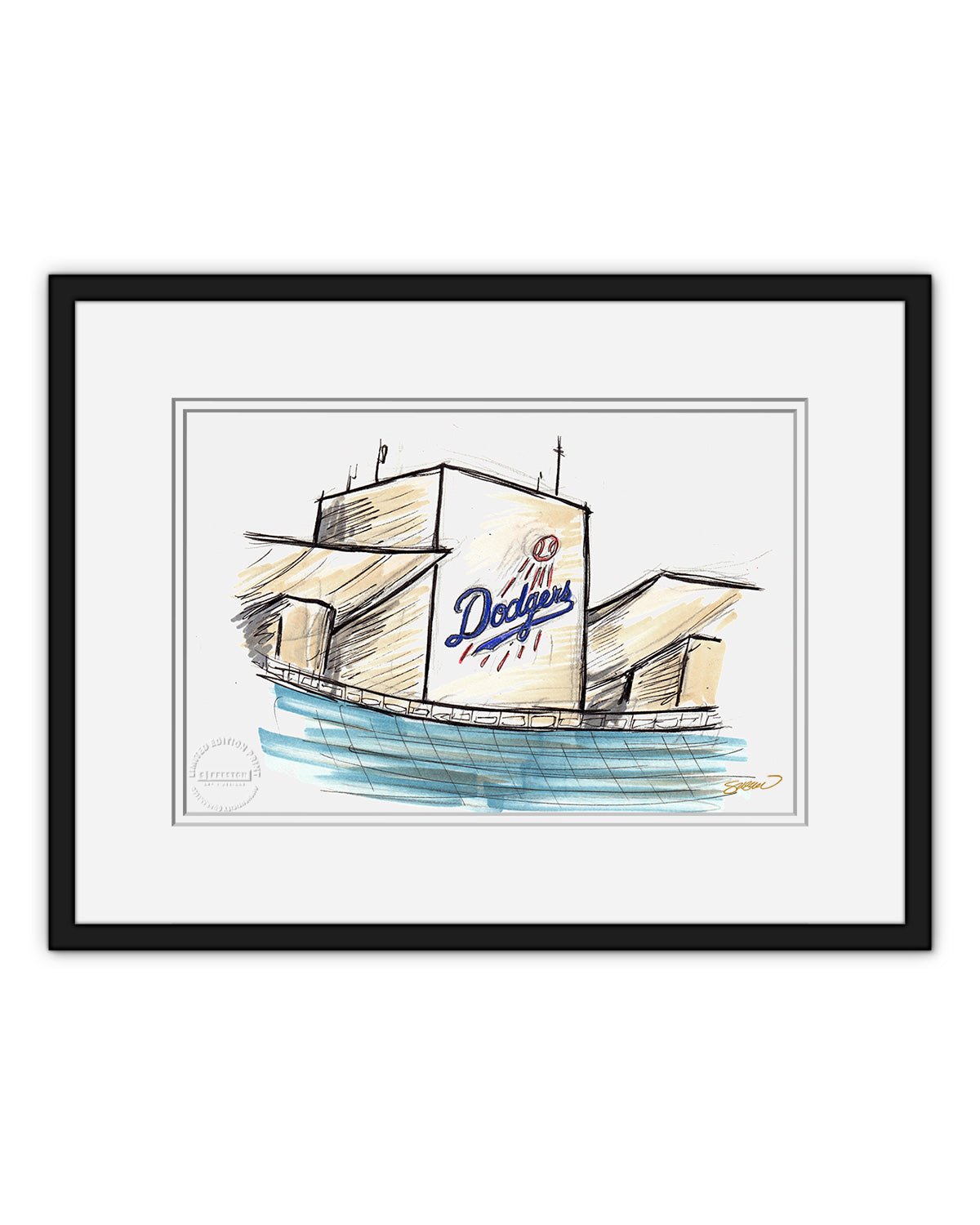 Dodger Stadium Ink Sketch (Top Deck)