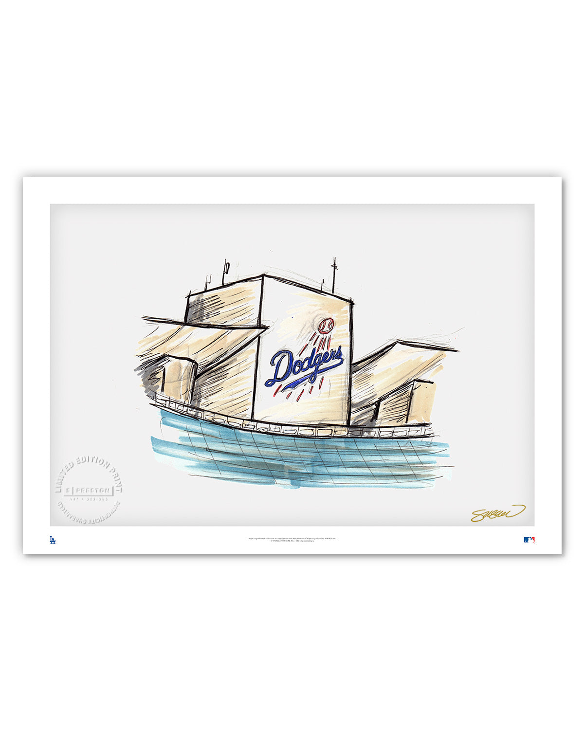 Dodger Stadium Ink Sketch (Top Deck)