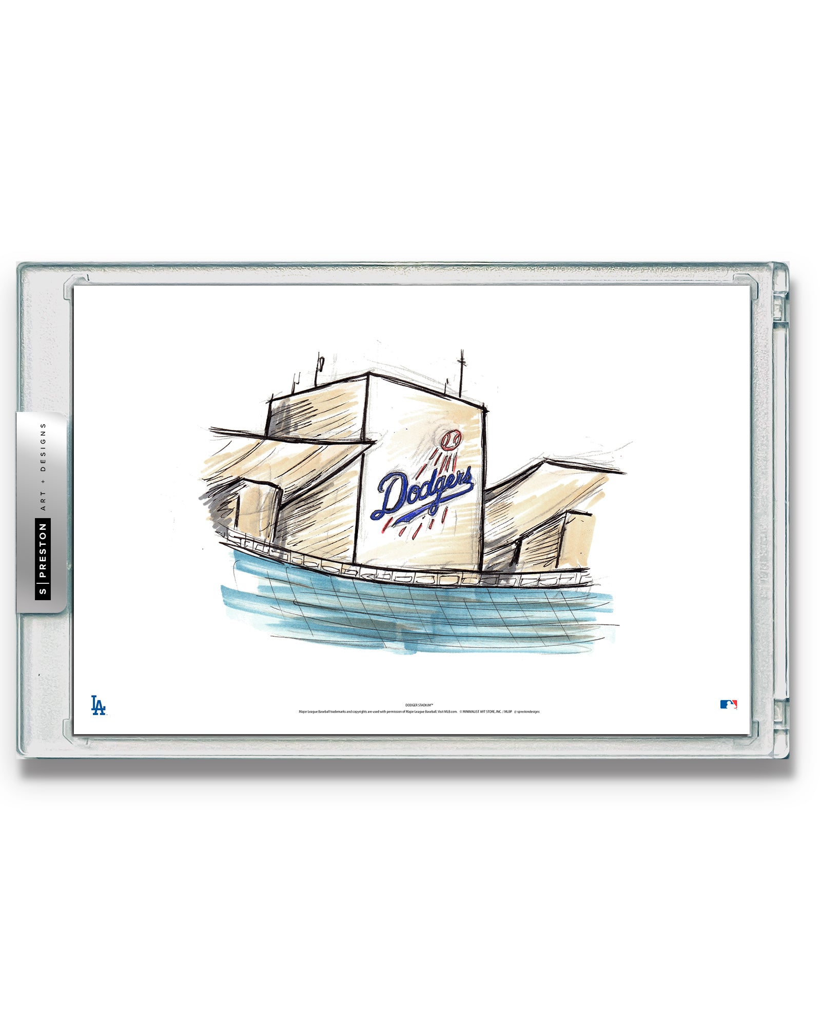 Dodger Stadium Ink Sketch Limited Edition Art Card Slab – S