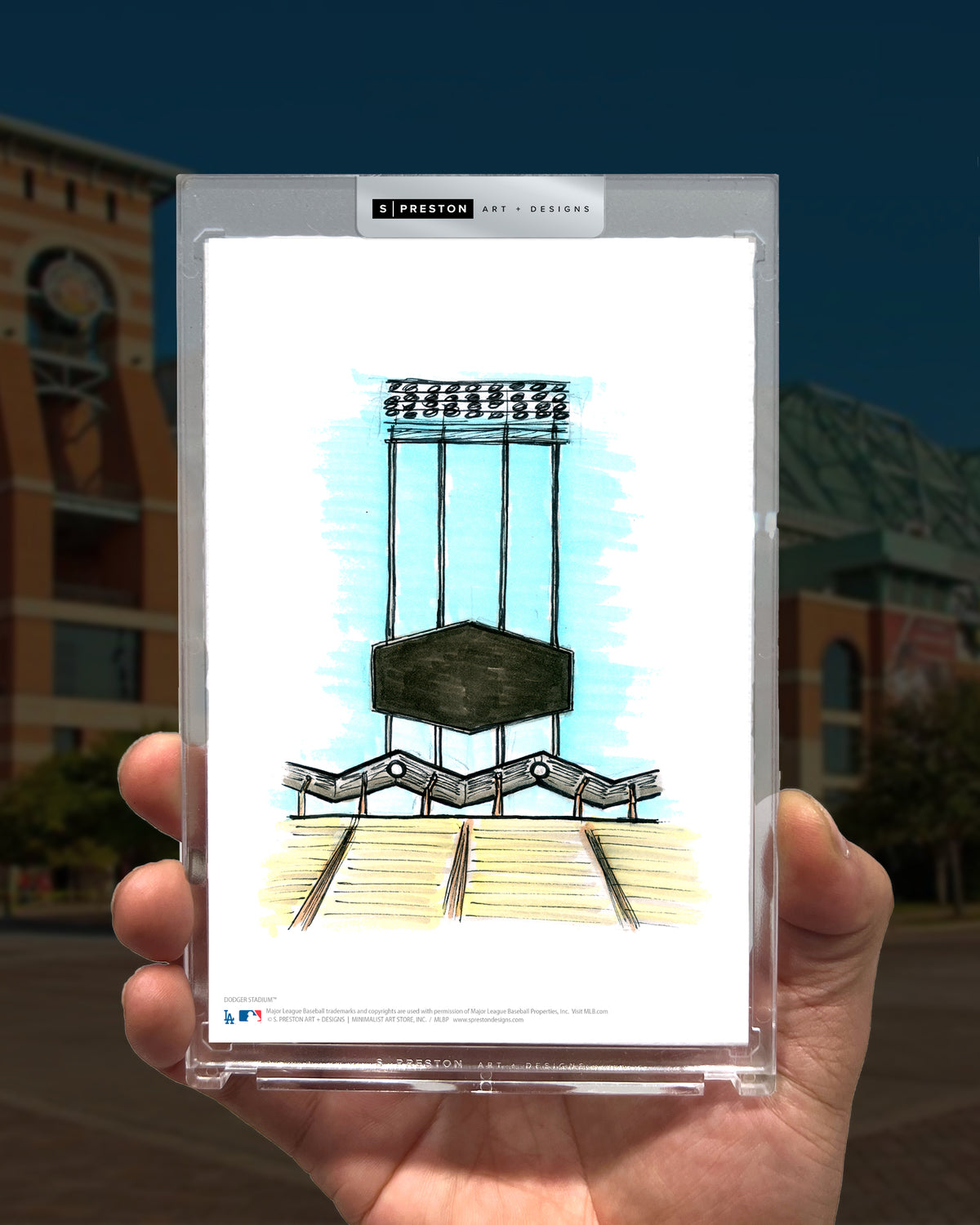 Dodger Stadium Ink Sketch Limited Edition Art Card Slab