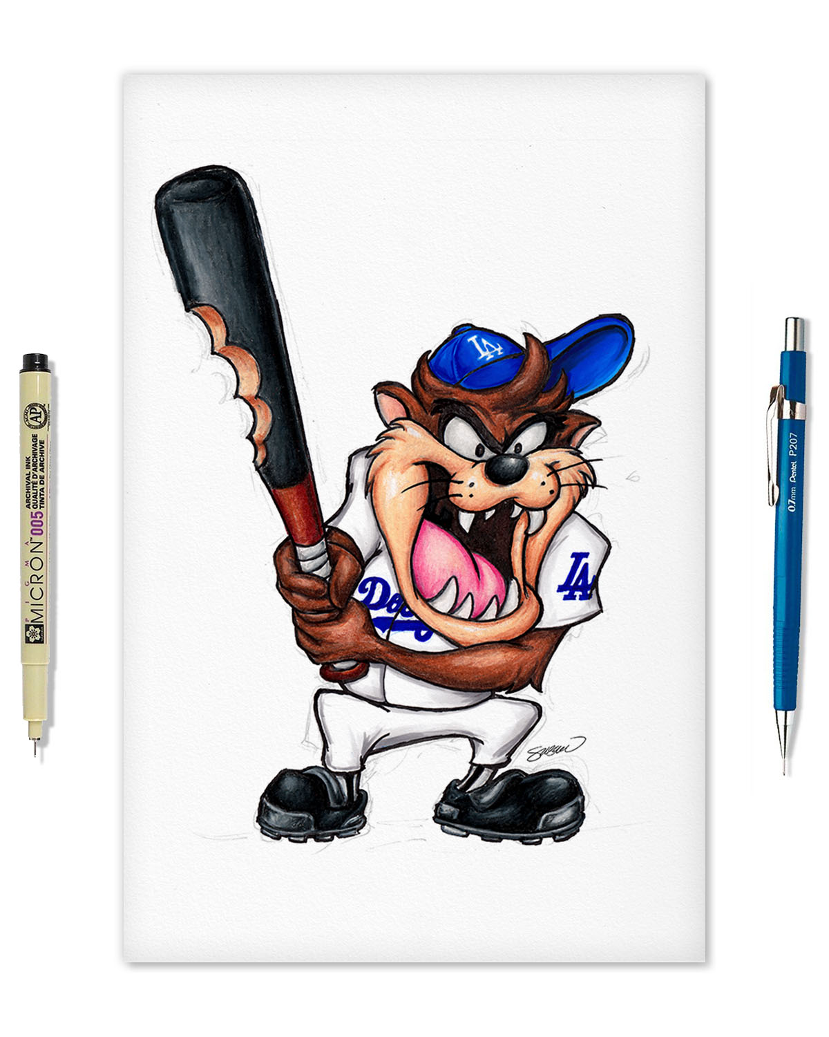 Taz On Deck x MLB Dodgers Limited Edition Fine Art Print