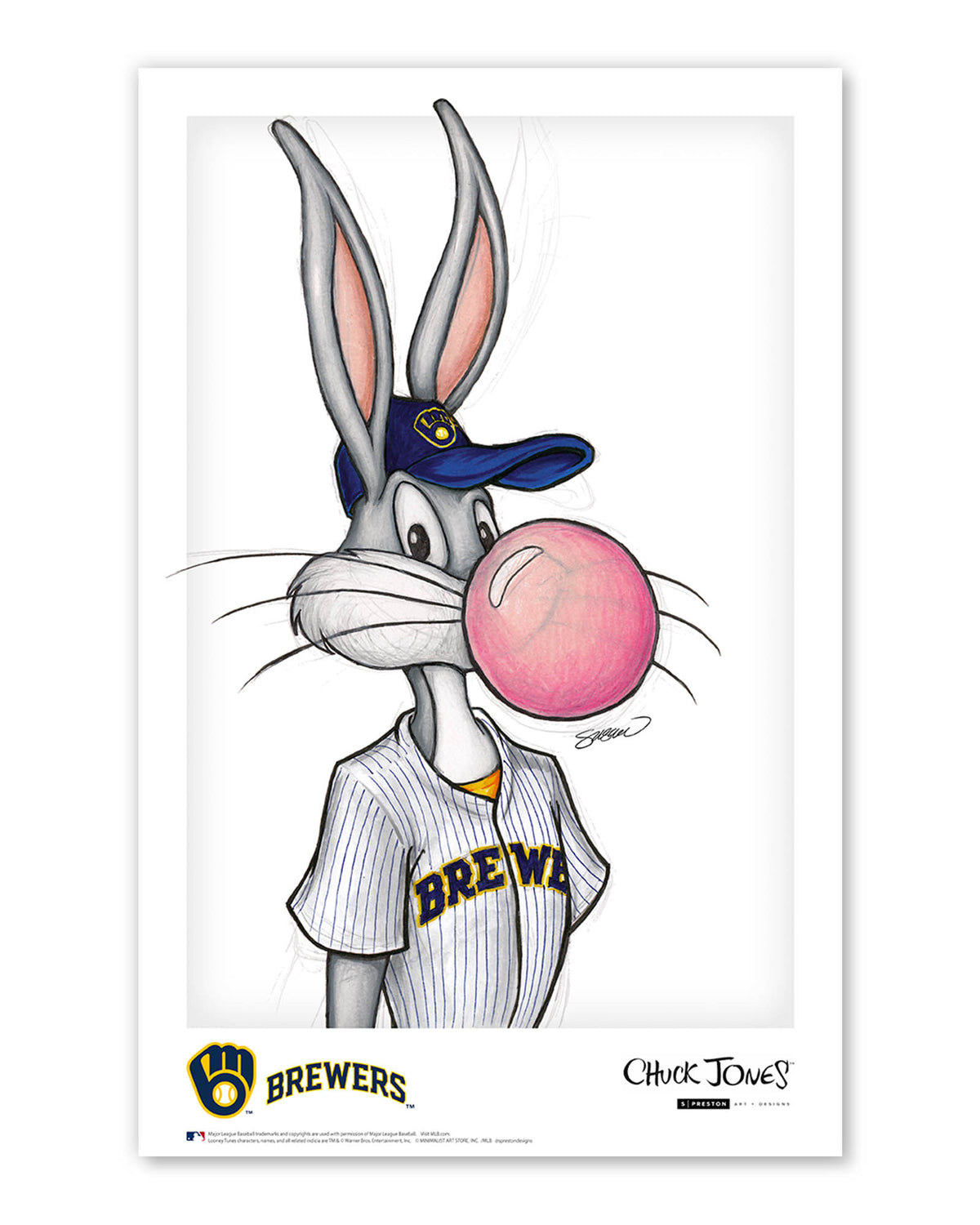 Bubblegum Bugs x MLB Brewers Bugs Bunny Poster Print