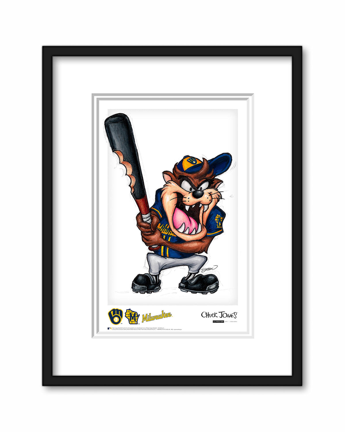 Taz On Deck x MLB Brewers Poster Print
