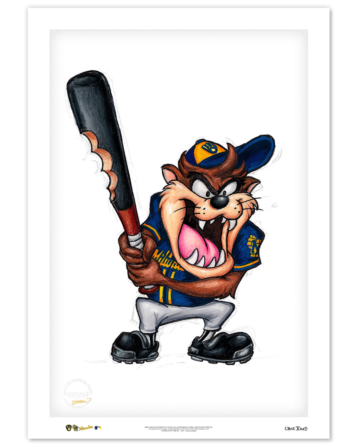 Taz On Deck x MLB Brewers Limited Edition Fine Art Print