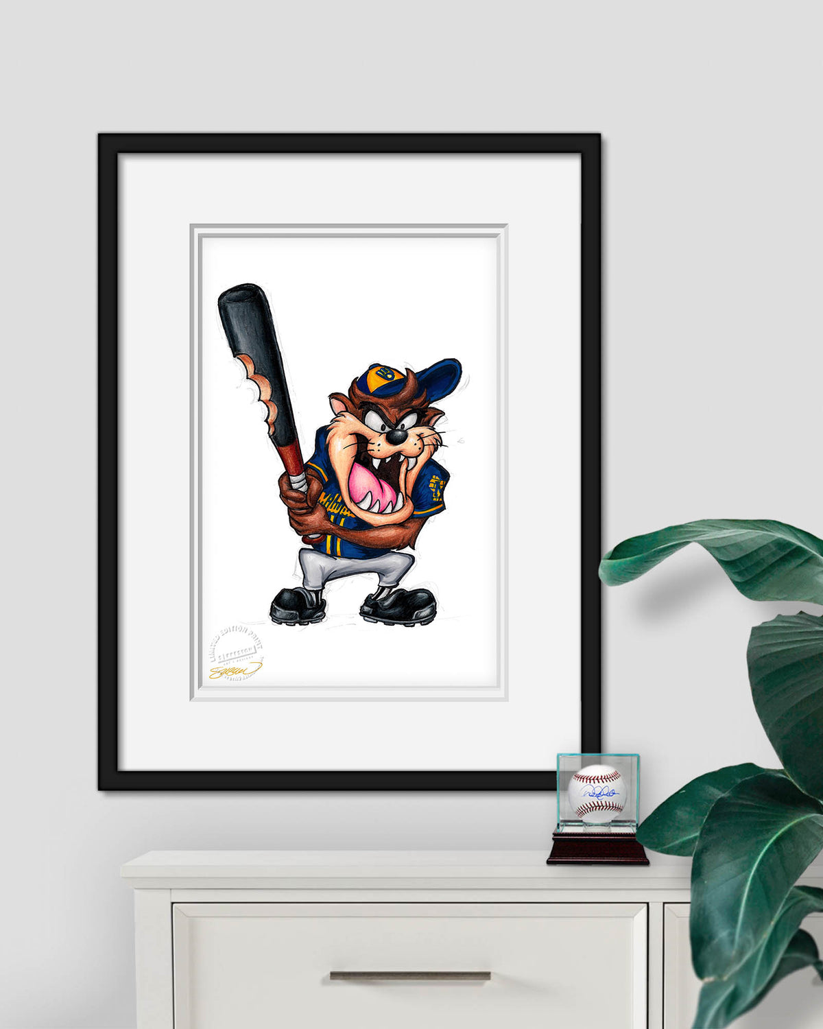 Taz On Deck x MLB Brewers Limited Edition Fine Art Print