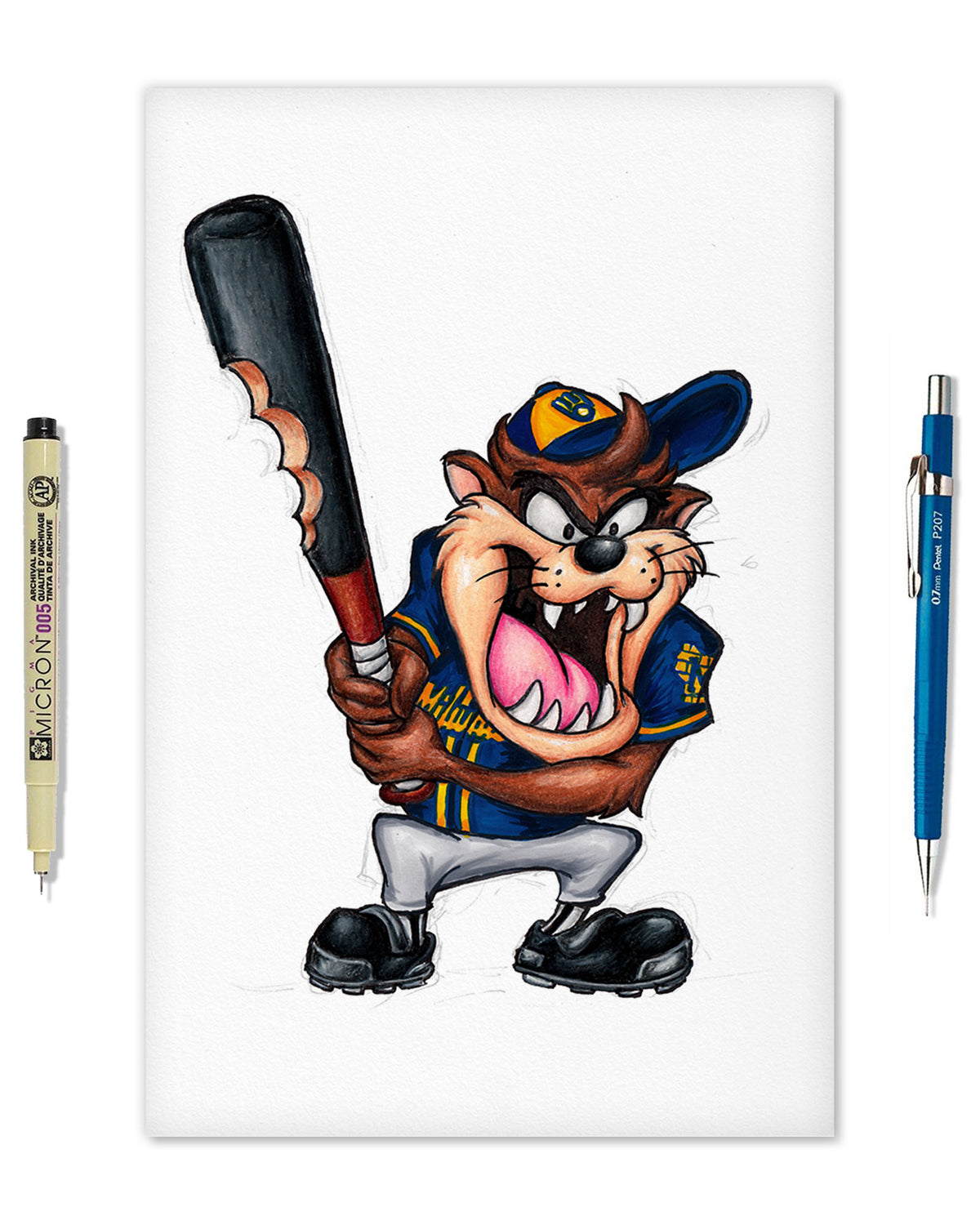 Taz On Deck x MLB Brewers Limited Edition Fine Art Print