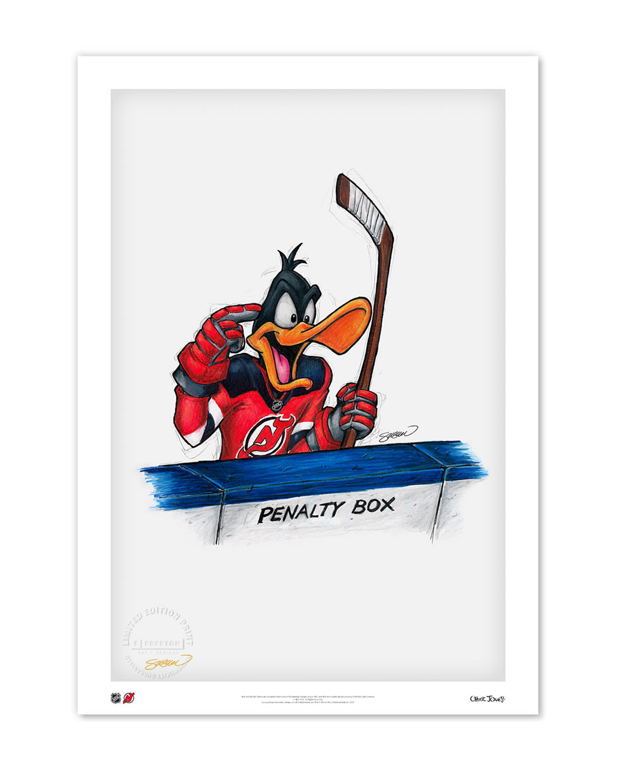 Duck Season Hockey Season x NHL Devils Daffy Duck Limited Edition Fine Art Print