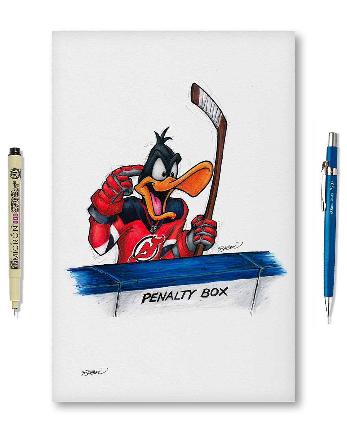 Duck Season Hockey Season x NHL Devils Daffy Duck Limited Edition Fine Art Print