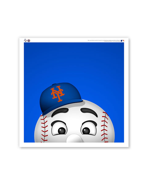 Minimalist Mr. Met Square Poster Print New York Mets Mascot S